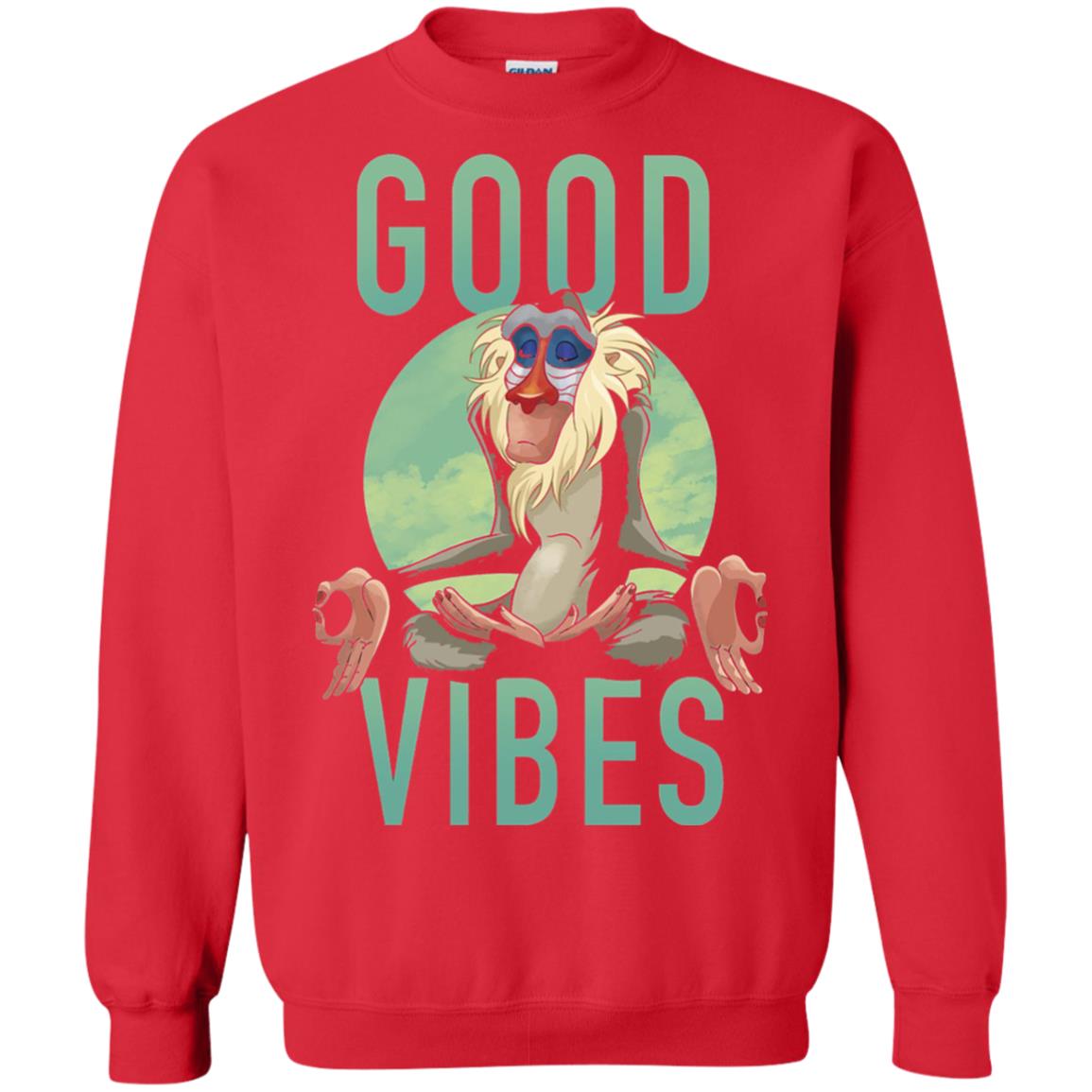 Disney Lion King Rafiki Meditate Good Vibes Graphic T-shirt Red