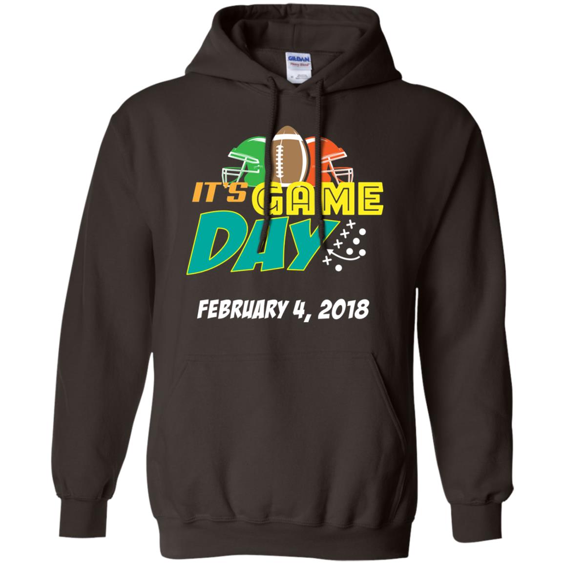 Football Lover T-shirt It_s Game Day February 4 2018 Dark Chocolate