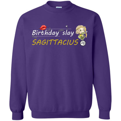 Cute Sagittarius Girl Birthday Lip Slay T-shirt Purple