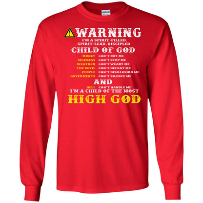 Christian T-shirt Warning I’m A Spirit-filled Spirit-lead Discipled Child Of God Red