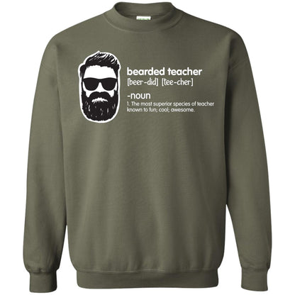 Bearded Teacher The Most Superior Species Of Teacher Known To Fun Cool Awesome Shirt Military Green