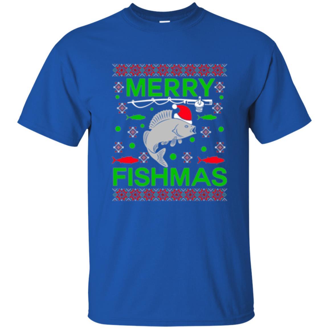 Christmas T-shirt Merry Fishmas Merry Christmas Fisherman Royal