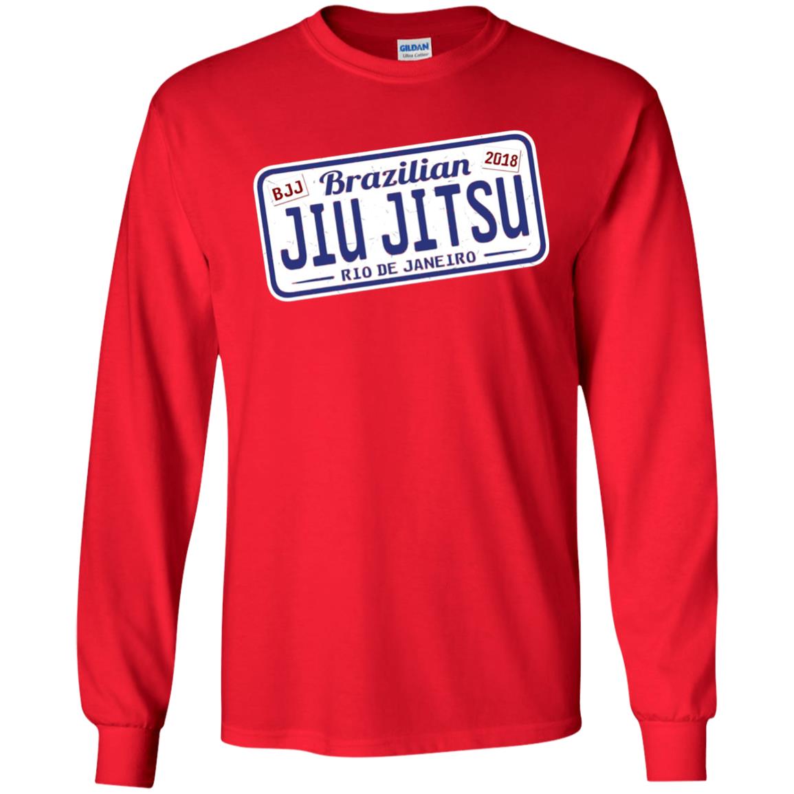 Funny Jiu Jitsu Bjj License Plate T-shirt Red