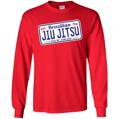 Funny Jiu Jitsu Bjj License Plate T-shirt Red