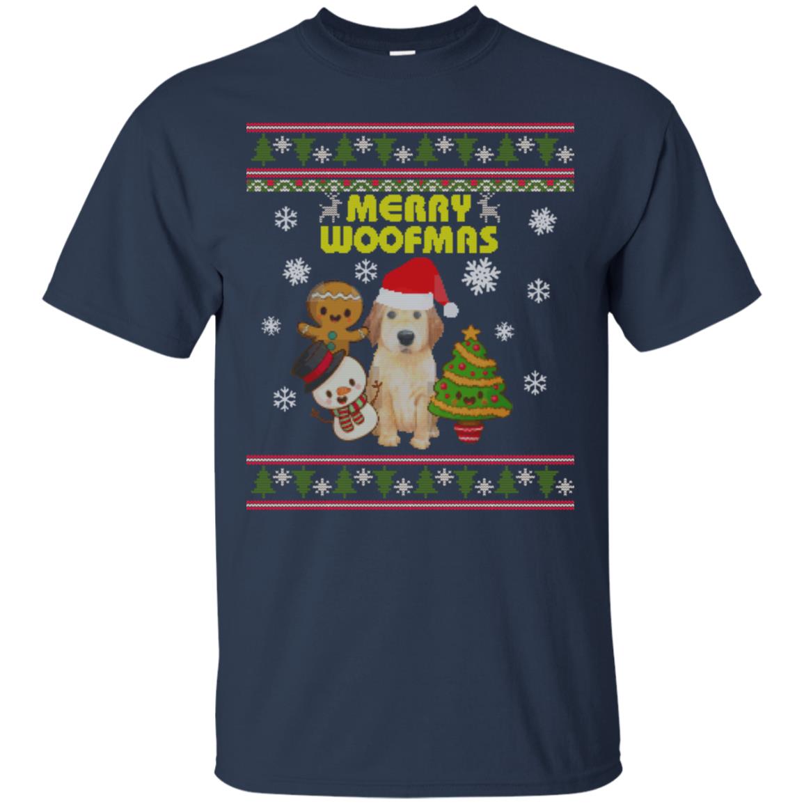 Merry Woofmas Dogs Lovers X-mas 2018 Gift Shirt Navy