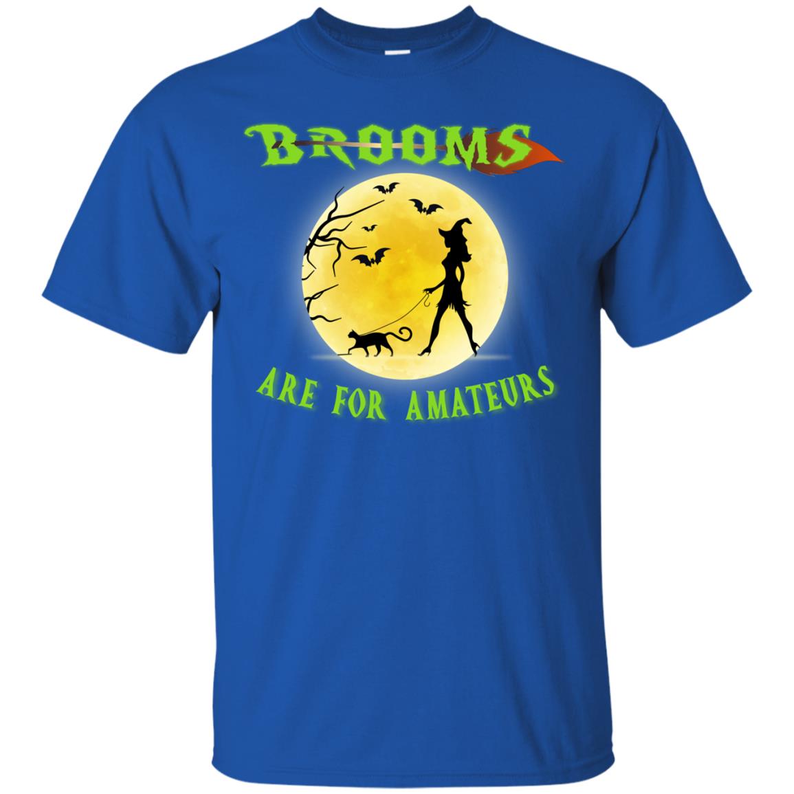 Brooms Are For Amateurs Witches Walk With Cat Funny Halloween Shirt Royal