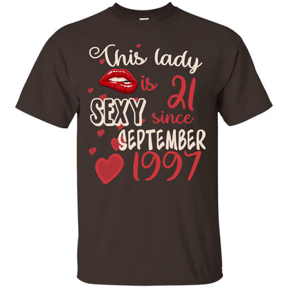 This Lady Is 21 Sexy Since September 1997 21st Birthday Shirt For September Womens Dark Chocolate