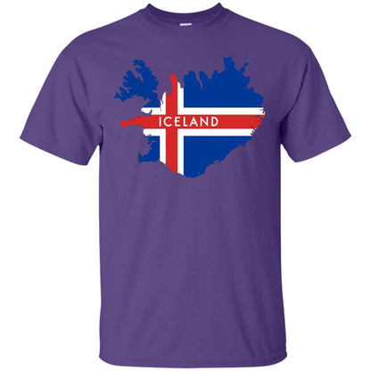 Iceland T-shirt With Flag And Map Purple