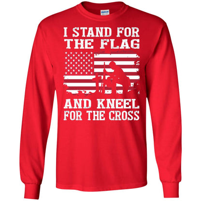 I Stand For The Flag And Kneel For The Cross Military T-shirt Red