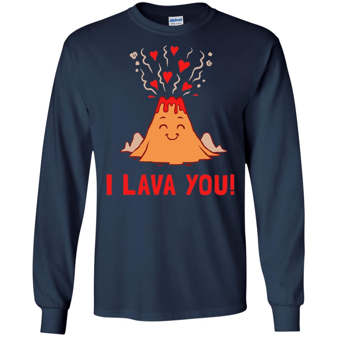 Funny Volcano Valentines Love T-shirt I Lava You T-shirt Navy