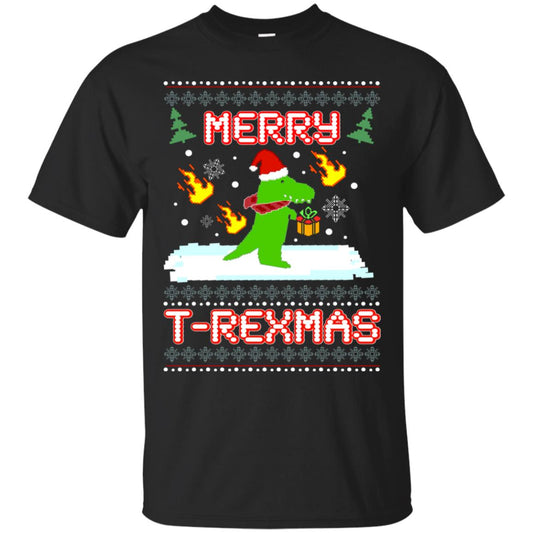 Merry T-rexmas X-mas Dinosaur Saurus Gift Shirt Black