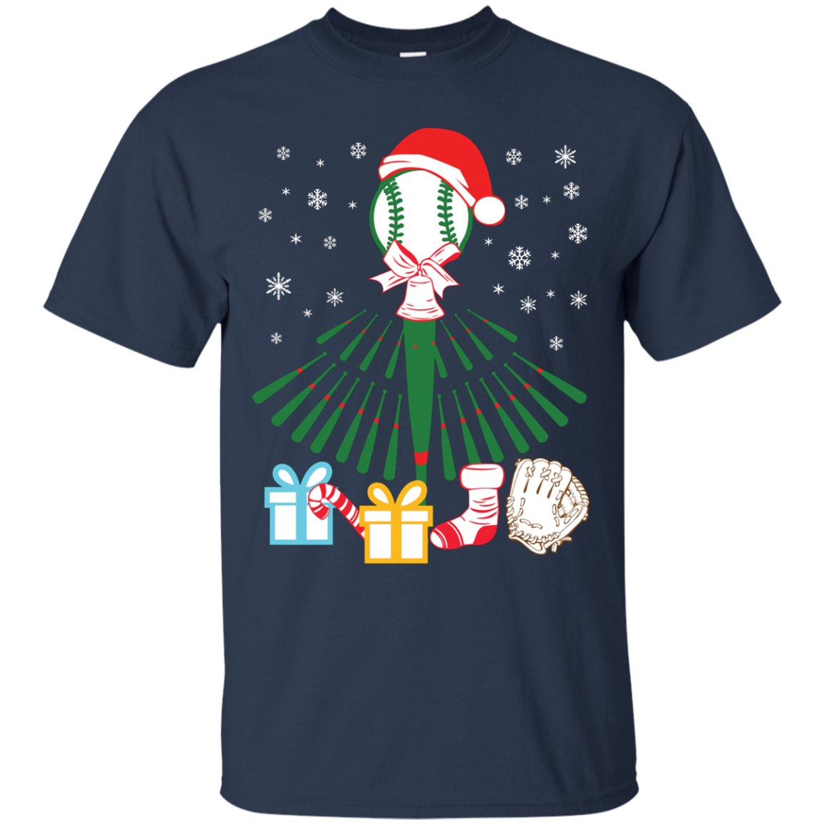 Baseball Christmas T-Shirt Navy