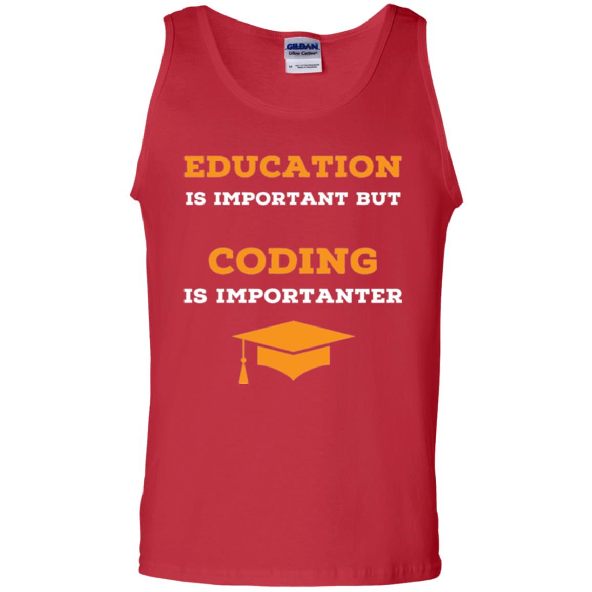 Education Is Important But Coding Is Importanter Coder T-shirt Red