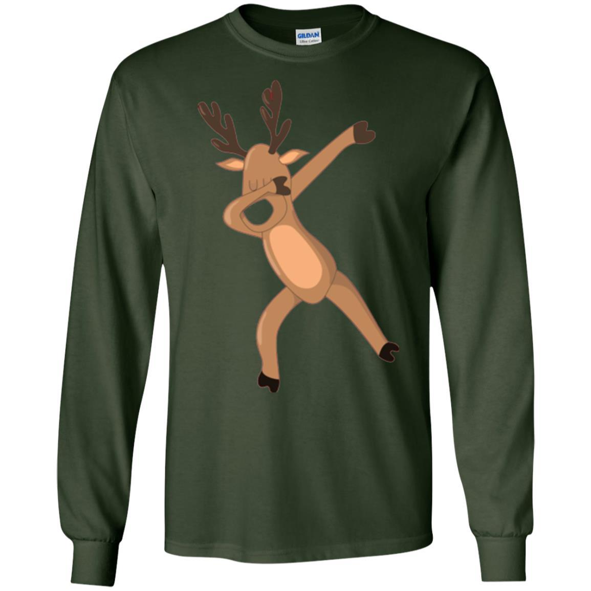 Christmas T-shirt Dabbing Reindeer Forest Green