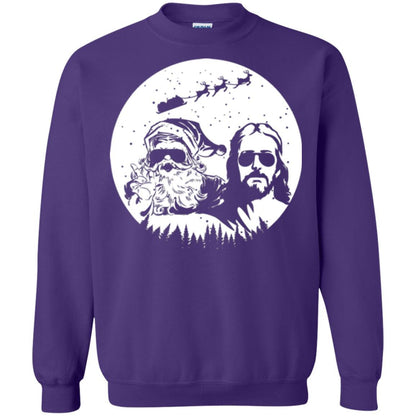 Christmas T-shirt Jesus And Santa Claus Purple