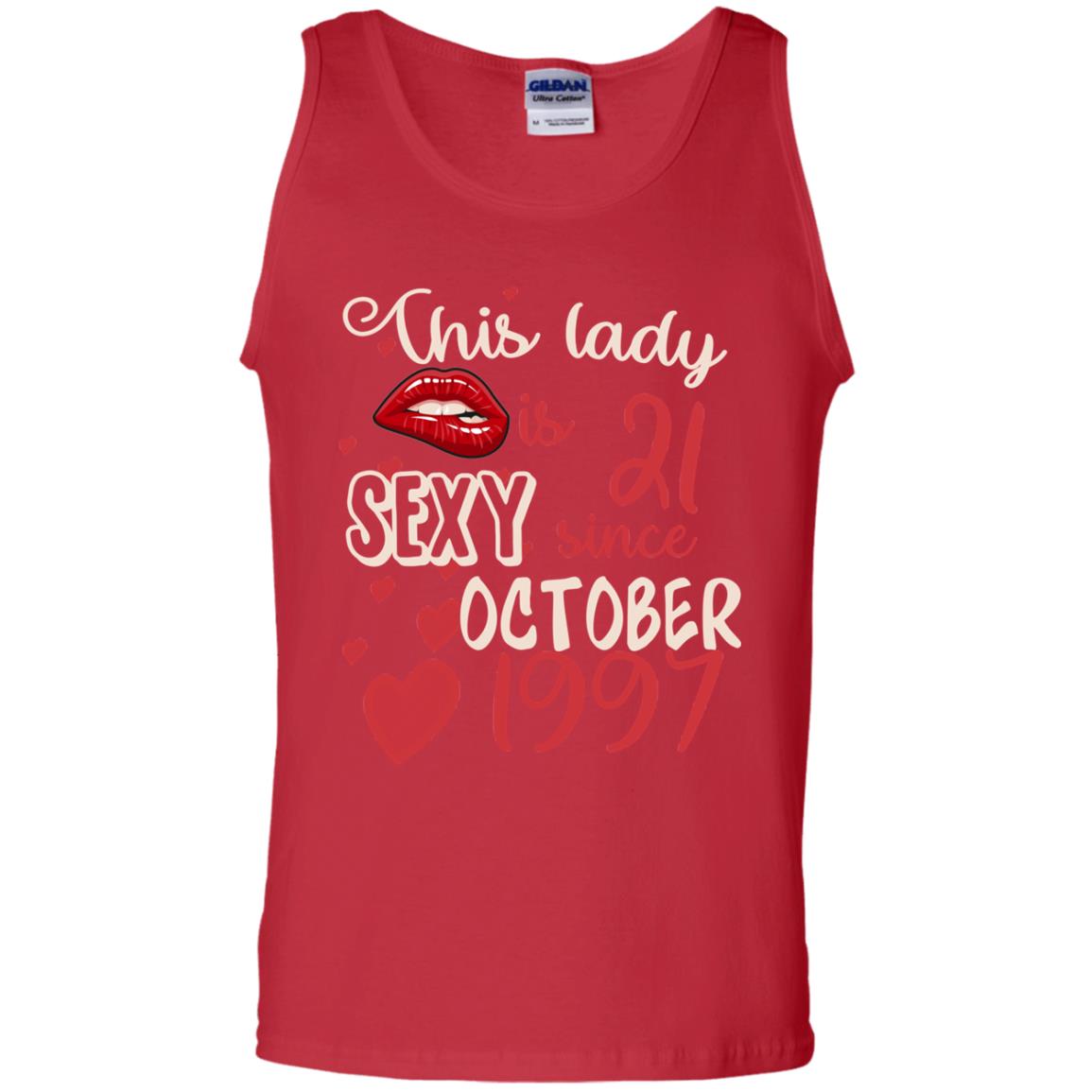 This Lady Is 21 Sexy Since October 1997 21st Birthday Shirt For October Womens Red