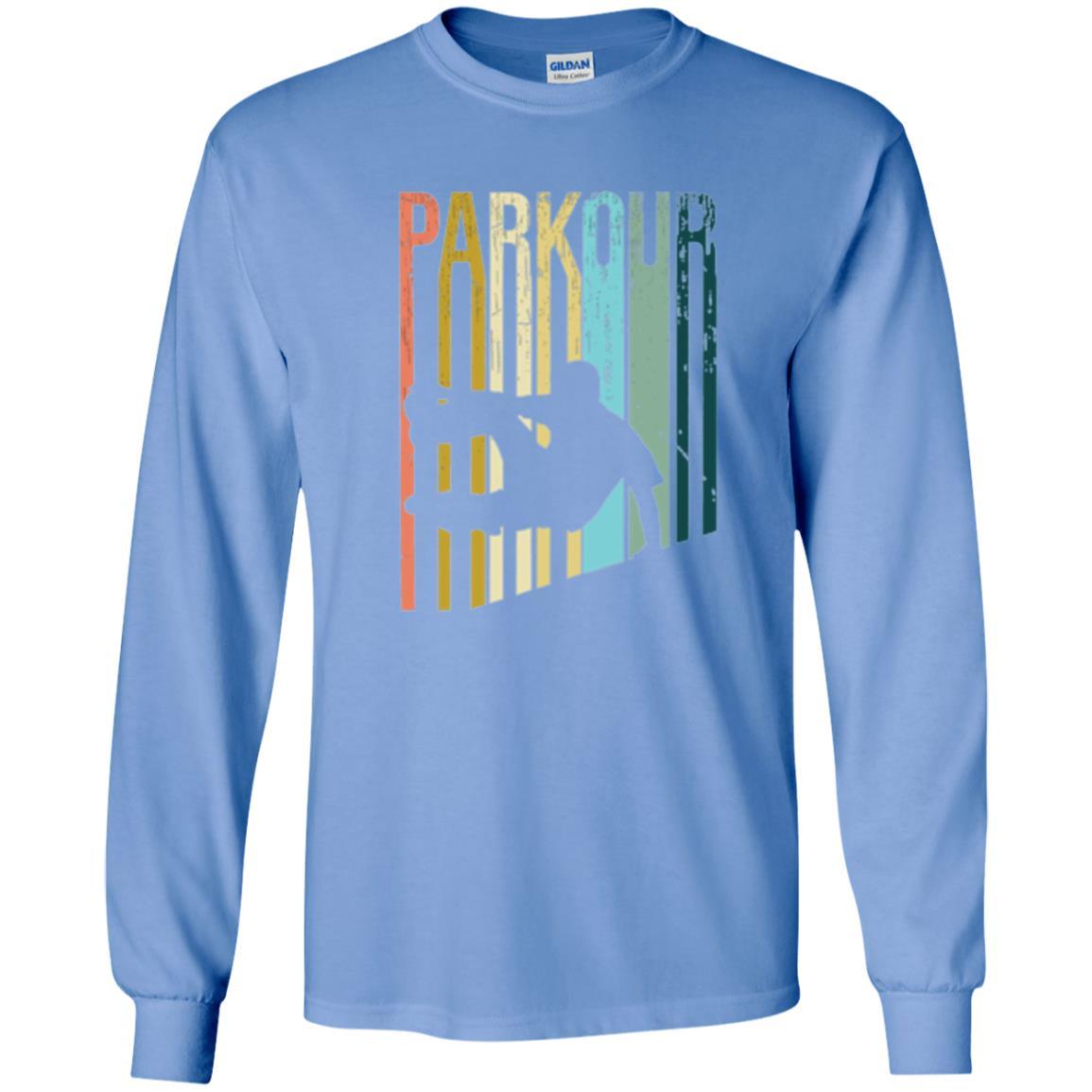 Parkour T-shirt Distressed Style Parkour Silhouette Carolina Blue