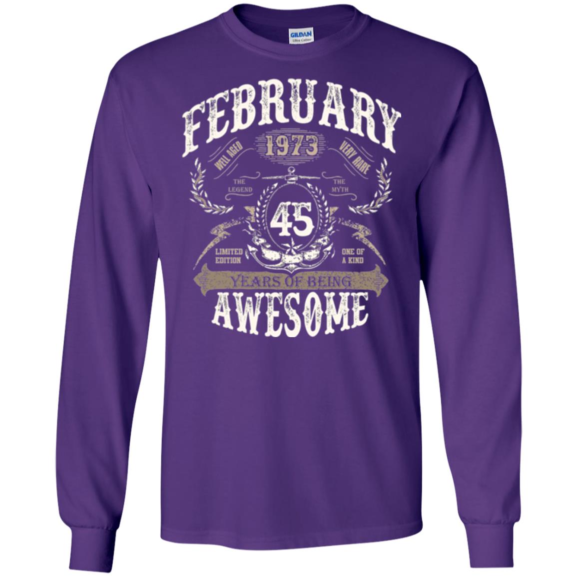 February 1973 45 Years Of Being Awesome T-shirt 45 Years Old Purple