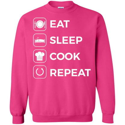 Chef T-shirt Eat Sleep Cook Repeat T-shirt Heliconia