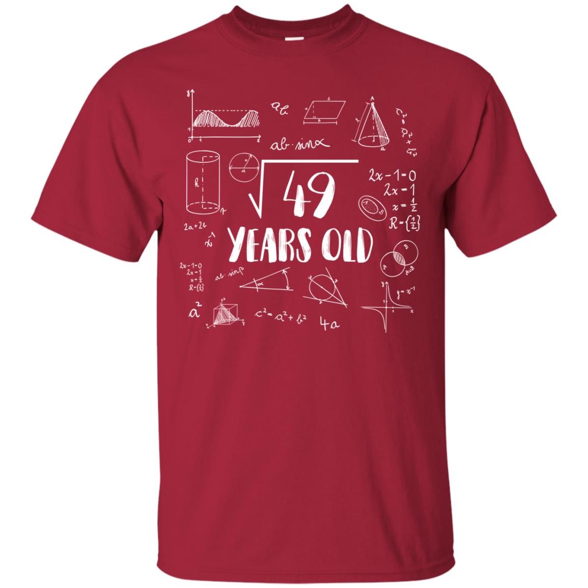 Square Root Of 49 7th Birthday 7 Years Old Math T-shirt Cardinal