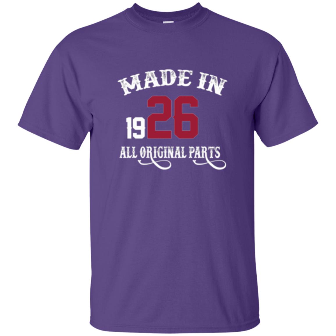 92nd Birthday T-shirt Made In 1926 All Original Parts Purple