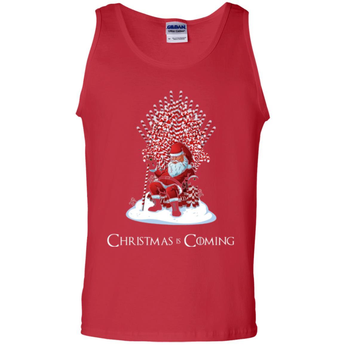 Funny Christmas T-shirt Santa Candy Cane Throne Red