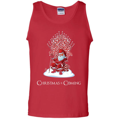 Funny Christmas T-shirt Santa Candy Cane Throne Red