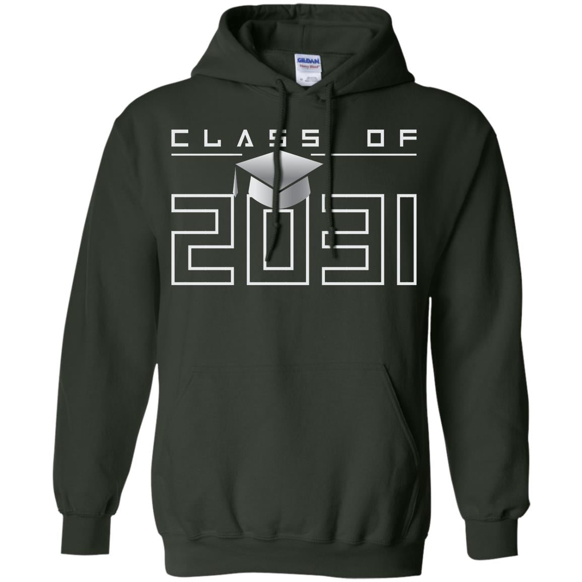 Class Of 2031 Kindergarten First Day Of School Graduate In 2031 Shirt Forest Green