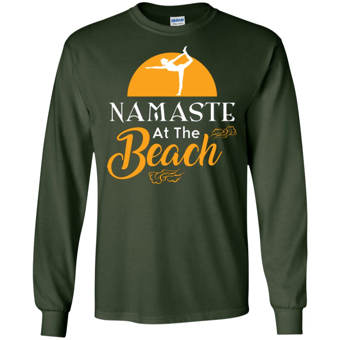 Yoga Lover T-shirt Namaste At The Beach Forest Green