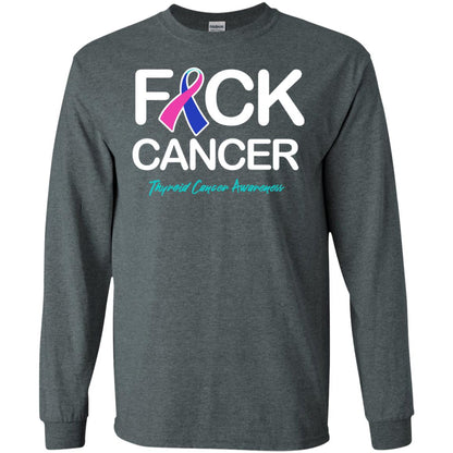 Fck Cancer Thyroid Cancer Awareness T-shirt Dark Heather