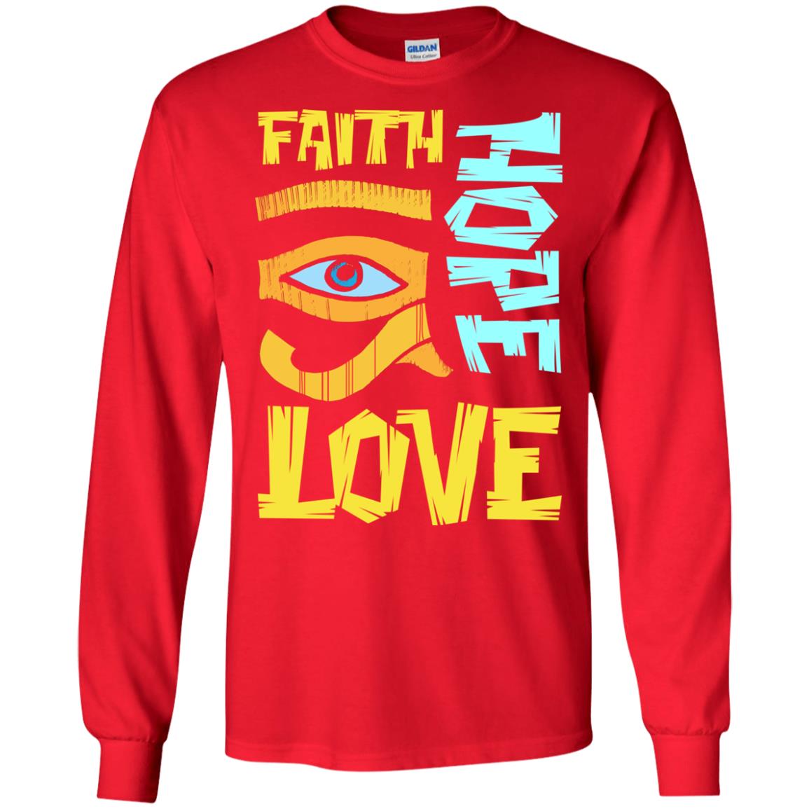 Faith Hope Love Christian T-shirt Red