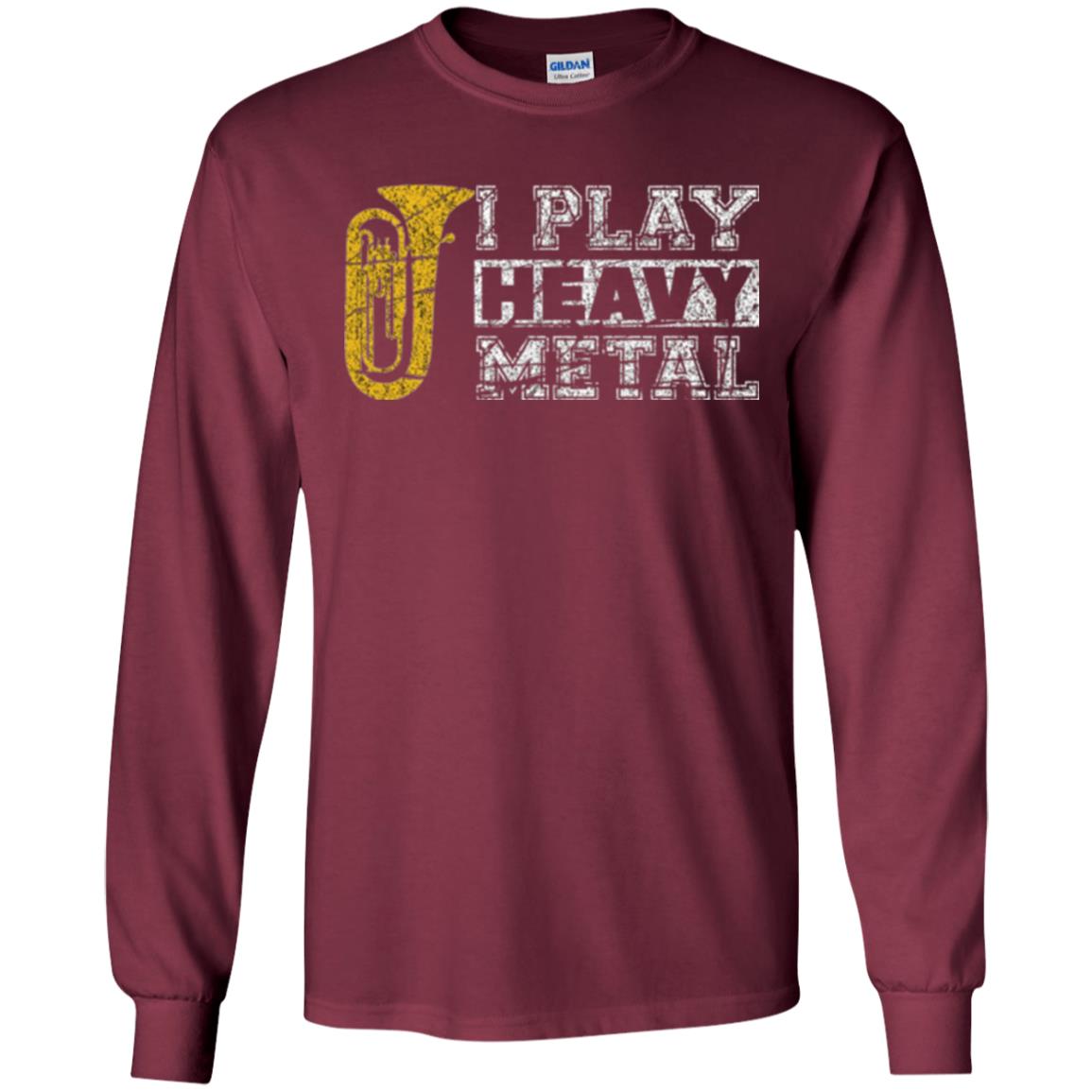 Funny Band Distressed T-shirt I Play Heavy Metal Maroon