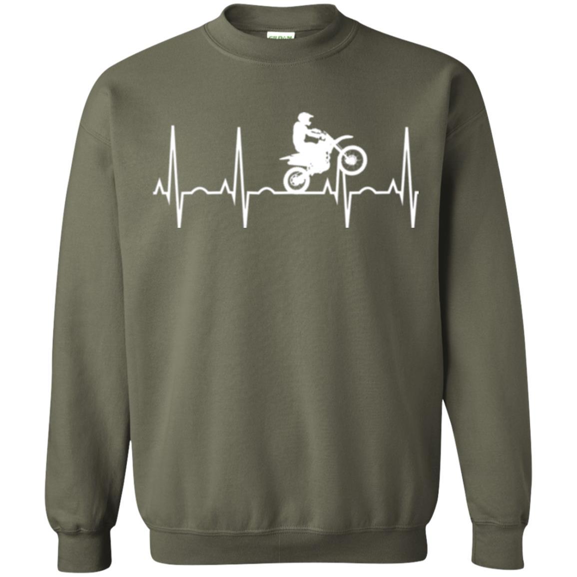 Dirt Bike Rider T-shirt Dirt Bike Heartbeat T-shirt Military Green