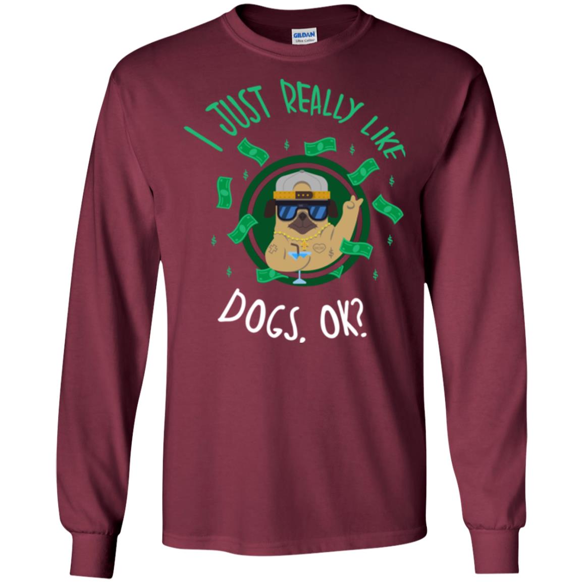 Dog Lover T-shirt I Just Really Like Dogs, Ok Maroon