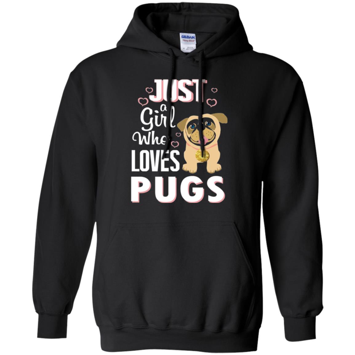Dog Lovers T-shirt Just A Girl Who Loves Pugs Black