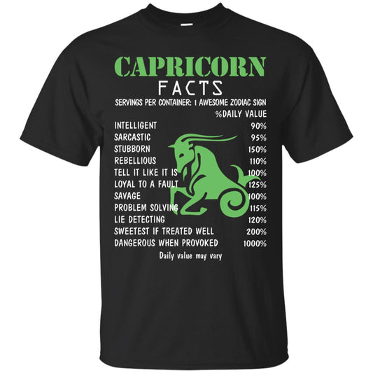 Capricorn Facts 1 Awesome Zodiac Sign Gift Shirt For Capricorn Horoscope Black