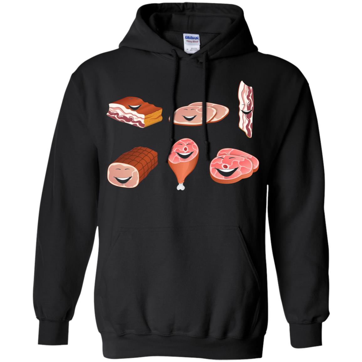 Funny Bbq T-shirt Meat Family Black