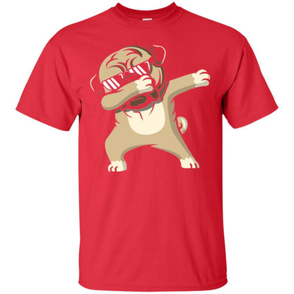 Dog Lover T-shirt Dabbing Pug T-shirt Red