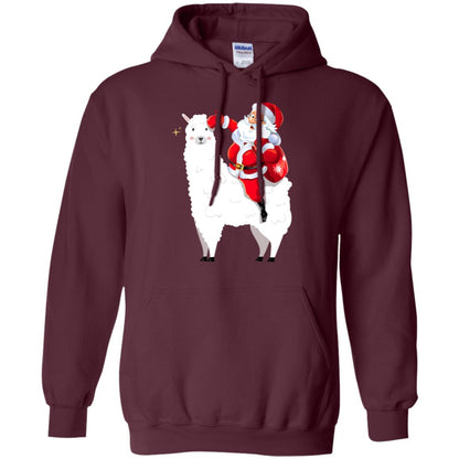 Alpaca Llama And Santa Claus X-mas Gift Shirt Maroon