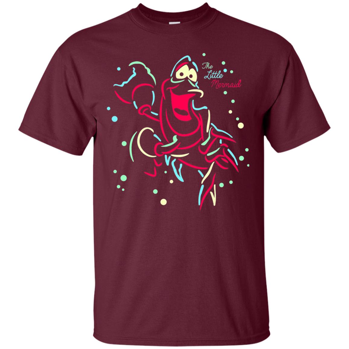 Disney Little Mermaid Neon Sebastian Graphic T-shirt Maroon