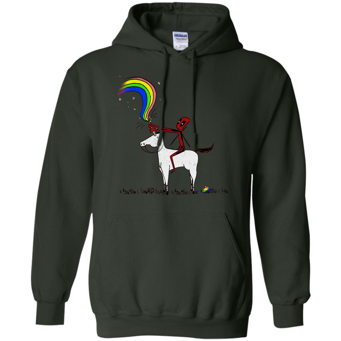 Deadpool With Unicorn Movie T-shirt Forest Green
