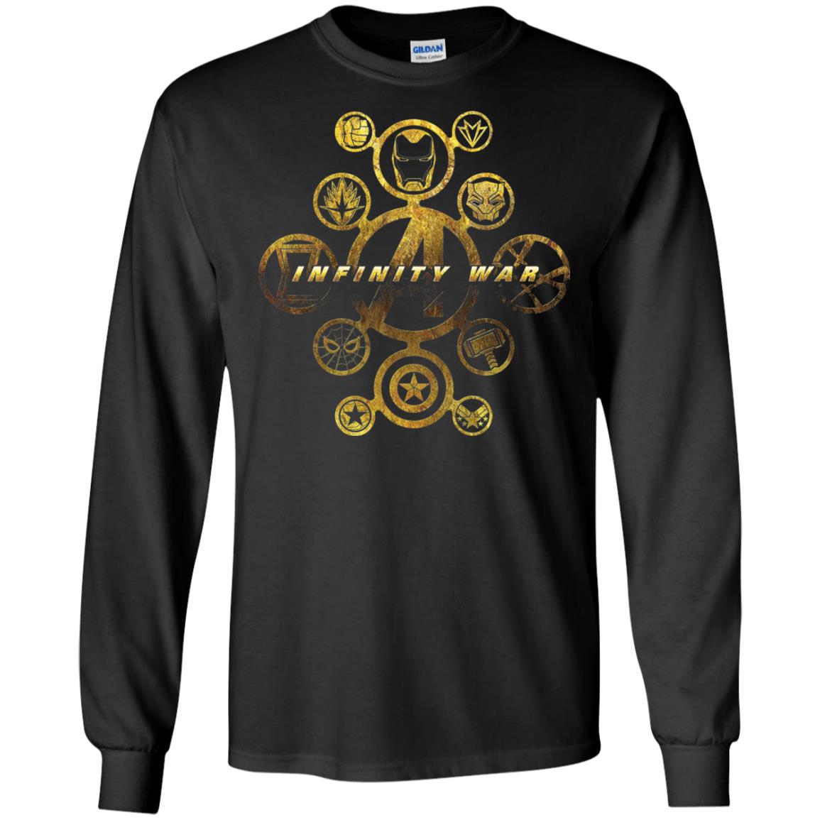 Infinity War Gold Hero Movie T-shirt Black