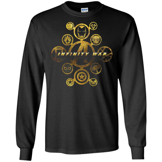 Infinity War Gold Hero Movie T-shirt Black