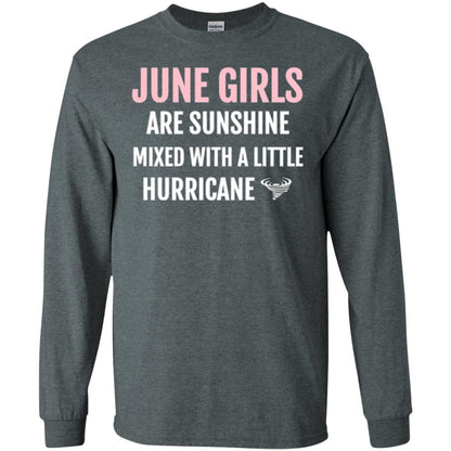 June Girls Birthdays T-shirt Are Sunshine Mixed With A Little Hurricane Dark Heather