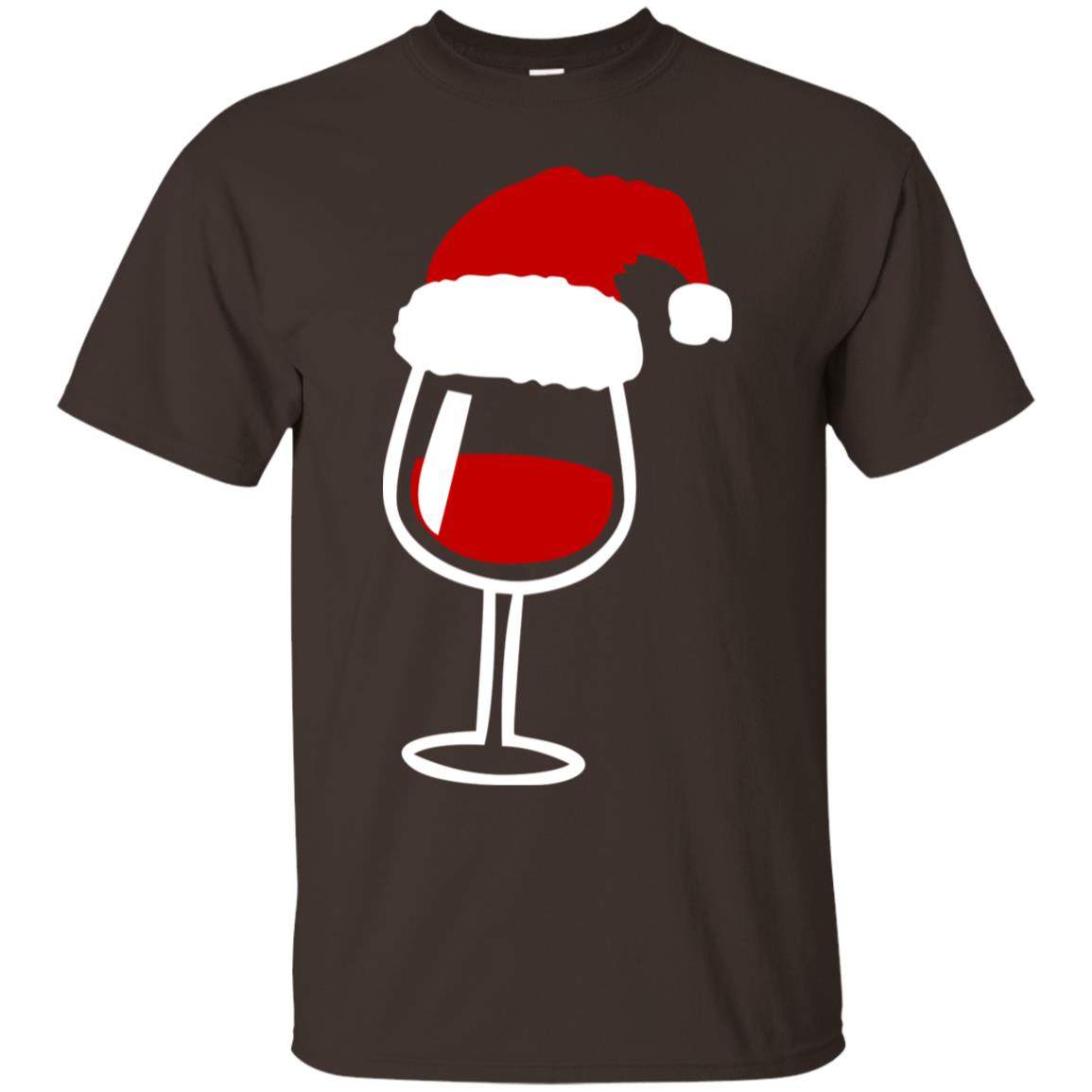 Twinkle Red Wine Glass Santa Hat X-mas Gift Shirt Dark Chocolate