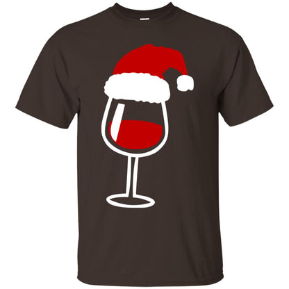 Twinkle Red Wine Glass Santa Hat X-mas Gift Shirt Dark Chocolate