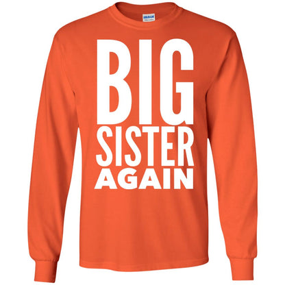 Big Sister Again Sibling Family T-shirt Orange
