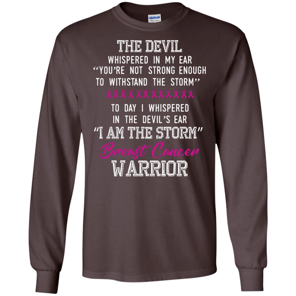 Breast Cancer Warrior T-shirt I Am The Storm Breast Cancer Warrior With Pink Ribbons Dark Chocolate