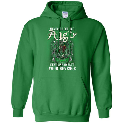 Never Go To Bed Angry Stay Up And Plot Your Revenge Slytherin House Harry Potter Shirt Irish Green