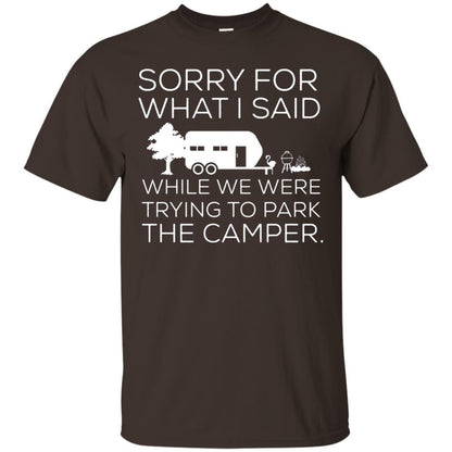 Camping T-shirt We Were Trying To Park The Camper Dark Chocolate